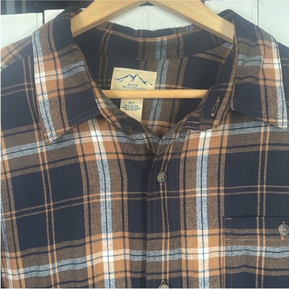 Blue Mountain Flannel Shirt Brown Plaid Size XLT - Picture 3 of 7